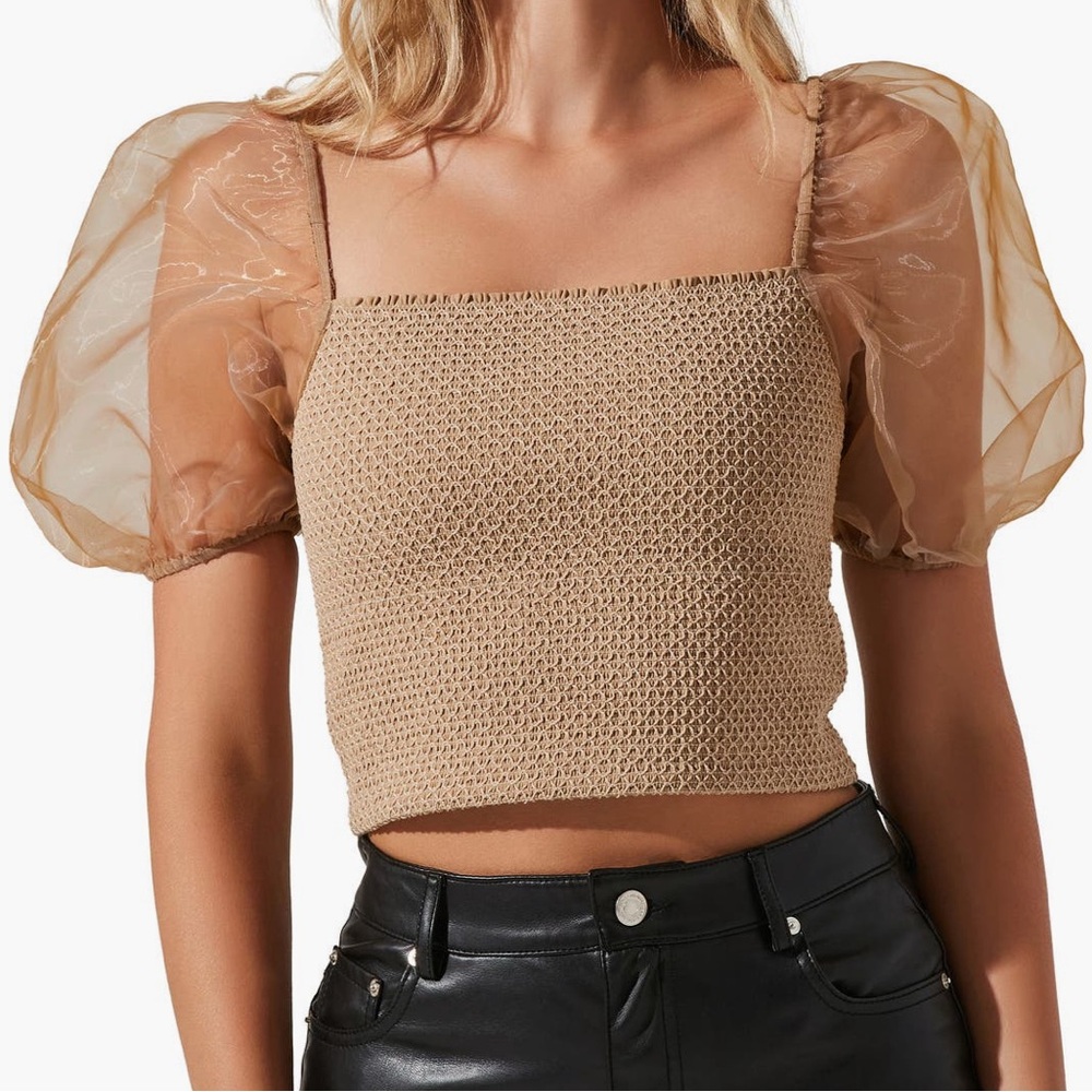 ASTR Beige Textured Knit Top